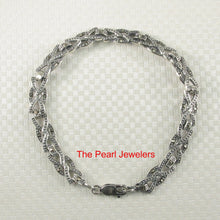 Load image into Gallery viewer, 9405071-Sterling-Silver-Hand-Crafted-Interlock-Design-Marcasite-Bracelet