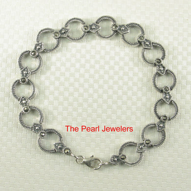 9405111-Beautiful-Handcrafted-Marcasite-Bracelet-Sterling-Silver-Links