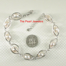 Load image into Gallery viewer, 9409940-Sterling-Silver-Lucky-Lantern-Design-White-Cultured-Pearl-Bracelet