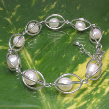 Load image into Gallery viewer, 9409940-Sterling-Silver-Lucky-Lantern-Design-White-Cultured-Pearl-Bracelet