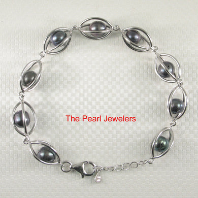 9409941-Solid-Silver-Lucky-Lantern-Black-Cultured-Freshwater-Pearl-Bracelet