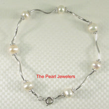 Load image into Gallery viewer, 9409970-Solid-Sterling-Silver-Genuine-White-Cultured-Pearls-S-Link-Bracelet