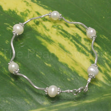 Load image into Gallery viewer, 9409970-Solid-Sterling-Silver-Genuine-White-Cultured-Pearls-S-Link-Bracelet