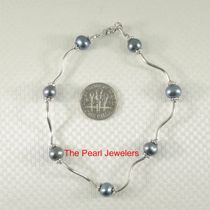 9409971-Solid-Sterling-Silver-Crafted-Black-Pearls-Tin-cup-Bracelet