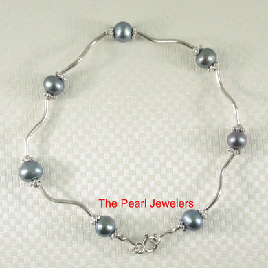 9409971-Solid-Sterling-Silver-Crafted-Black-Pearls-Tin-cup-Bracelet