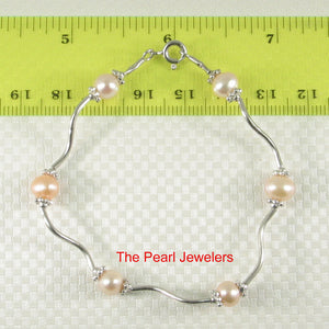 9409972-Solid-Sterling-Silver-Genuine-Peach-Cultured-Pearls-S-Link-Bracelet