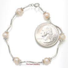 Load image into Gallery viewer, 9409972-Solid-Sterling-Silver-Genuine-Peach-Cultured-Pearls-S-Link-Bracelet