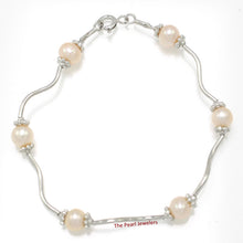 Load image into Gallery viewer, 9409972-Solid-Sterling-Silver-Genuine-Peach-Cultured-Pearls-S-Link-Bracelet