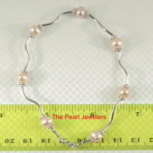 Load image into Gallery viewer, 9409972-Solid-Sterling-Silver-Genuine-Peach-Cultured-Pearls-S-Link-Bracelet