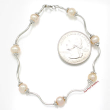 Load image into Gallery viewer, 9409972-Solid-Sterling-Silver-Genuine-Peach-Cultured-Pearls-S-Link-Bracelet