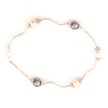 Load image into Gallery viewer, 9409975-Genuine-Pink-White-Cultured-Pearls-Tin-Cup-Bracelet-Solid-Sterling-Silver