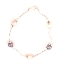 Load image into Gallery viewer, 9409975-Genuine-Pink-White-Cultured-Pearls-Tin-Cup-Bracelet-Solid-Sterling-Silver