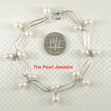 Load image into Gallery viewer, 9409980-Solid-Sterling-Silver-Bracelets-8-Segments-of-White-Cultured-Pearl