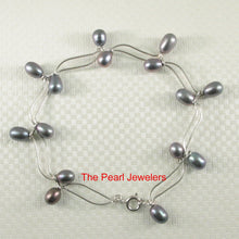 Load image into Gallery viewer, 9409981-Solid-Sterling-Silver-Bracelets-8-Segments-Black-Cultured-Pearl