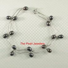 Load image into Gallery viewer, 9409981-Solid-Sterling-Silver-Bracelets-8-Segments-Black-Cultured-Pearl