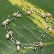 Load image into Gallery viewer, 9409982-Peach-Freshwater-Pearl-Solid-Sterling-Silver-8-Segments-Bracelets