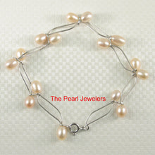 Load image into Gallery viewer, 9409982-Peach-Freshwater-Pearl-Solid-Sterling-Silver-8-Segments-Bracelets