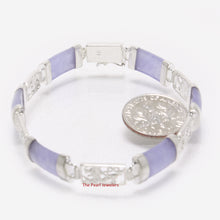 Load image into Gallery viewer, 9410012-Lavender-Jade-Bracelet-925-Sterling-Silver-Dragon-Engraved-Links