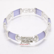 Load image into Gallery viewer, 9410012-Lavender-Jade-Bracelet-925-Sterling-Silver-Dragon-Engraved-Links