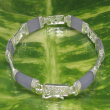 Load image into Gallery viewer, 9410012B-Sterling-Silver-Dragon-Engraved-Links-Lavender-Jade-Bracelet