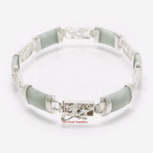 Load image into Gallery viewer, 9410016-Celadon-Jade-Bracelet-925-Sterling-Silver-Dragon-Engraved-Links