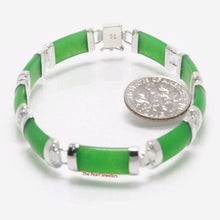 Load image into Gallery viewer, 9410023-Nine-Segment-Green-Jade-Bracelet-925-Sterling-Silver-Links