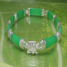 Load image into Gallery viewer, 9410023-Nine-Segment-Green-Jade-Bracelet-925-Sterling-Silver-Links