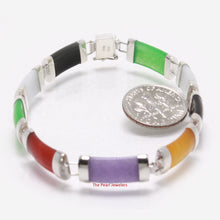 Load image into Gallery viewer, 9410029-Nine-Segment-Multi-Color-Jade-Bracelet-925-Sterling-Silver-Links