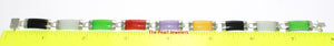 9410029-Nine-Segment-Multi-Color-Jade-Bracelet-925-Sterling-Silver-Links