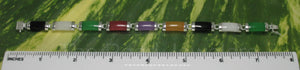 9410029-Nine-Segment-Multi-Color-Jade-Bracelet-925-Sterling-Silver-Links