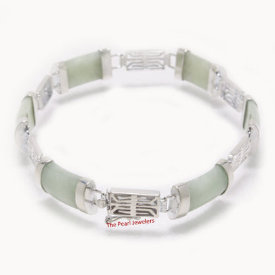 9410096-Apple-Green-Jade Bracelet-Sterling-Silver-Longevity-Symbol-Links