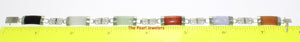 9410099-Multi-Color-Jade-Bracelet-Sterling-Silver-Longevity-Symbol-Links
