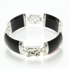 Load image into Gallery viewer, 9410111-Black-Onyx-Bracelet-Sterling-Silver-Dragon-Engraved-Links