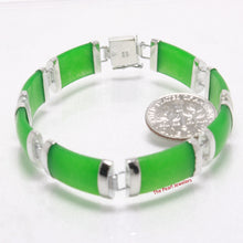 Load image into Gallery viewer, 9410133-Eight-Segment-Green-Jade-Bracelet-Sterling-Silver-Links