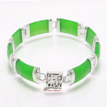 Load image into Gallery viewer, 9410133-Eight-Segment-Green-Jade-Bracelet-Sterling-Silver-Links