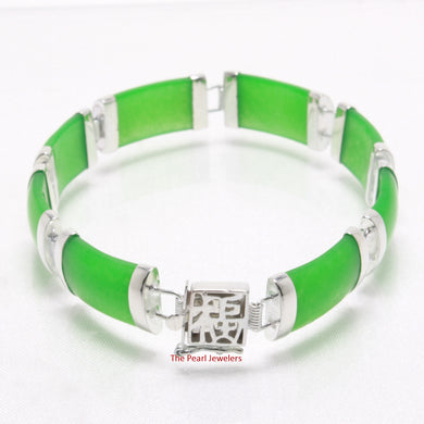 9410133-Eight-Segment-Green-Jade-Bracelet-Sterling-Silver-Links