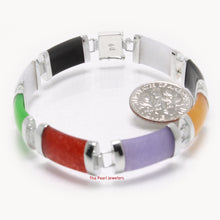 Load image into Gallery viewer, 9410139-Eight-Segment-Multi-Color-Jade-Bracelet-Sterling-Silver-Links