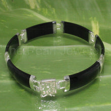 Load image into Gallery viewer, 9410191-Black-Onyx-Oriental-Clasp-925-Sterling-Silver-Partitions-Bracelet