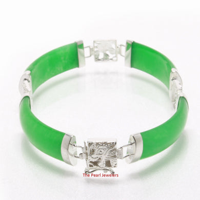 9410333-Sterling-Silver-Dragon-Design-Four-Green-Jade-Segments-Bracelet