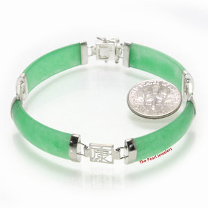 9410353-Green-Jade-Bracelet-Sterling-Silver-Oriental-Character-Chain-Links