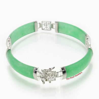 9410353-Green-Jade-Bracelet-Sterling-Silver-Oriental-Character-Chain-Links