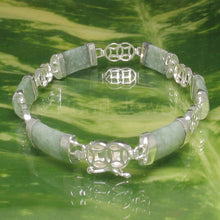 Load image into Gallery viewer, 9410366-Green-Apple-Jade-Bracelet-Sterling-Silver-Ancient-Coin-Partitions