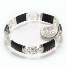 Load image into Gallery viewer, 9410371-Solid-Sterling-Silver-Dragon-Styled-Partitions-Black-Onyx-Bracelet