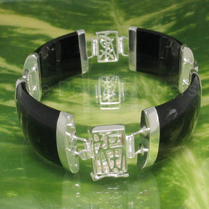 9410391-Sterling-Silver-Oriental-Symbol-Four-Black-Onyx-Bracelets