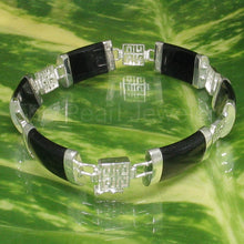 Load image into Gallery viewer, 9410411-Solid-Silver-Double-Happiness-Symbol-Partitions-Six-Black-Onyx-Bracelet