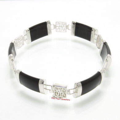 9410411-Solid-Silver-Double-Happiness-Symbol-Partitions-Six-Black-Onyx-Bracelet
