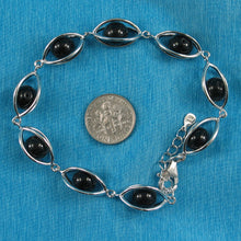 Load image into Gallery viewer, 9419946-Solid-Sterling-Silver-Lucky-Lantern-Genuine-Black-Obsidian-Bracelet