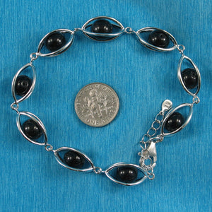 9419946-Solid-Sterling-Silver-Lucky-Lantern-Genuine-Black-Obsidian-Bracelet