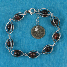 Load image into Gallery viewer, 9429943-Genuine-Red-Tiger-Eye-Solid-Sterling-Silver-Lucky-Lantern-Bracelet