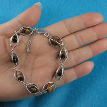 Load image into Gallery viewer, 9429944-Genuine-Tiger-Eye-Solid-Sterling-Silver-Lucky-Lantern-Bracelet